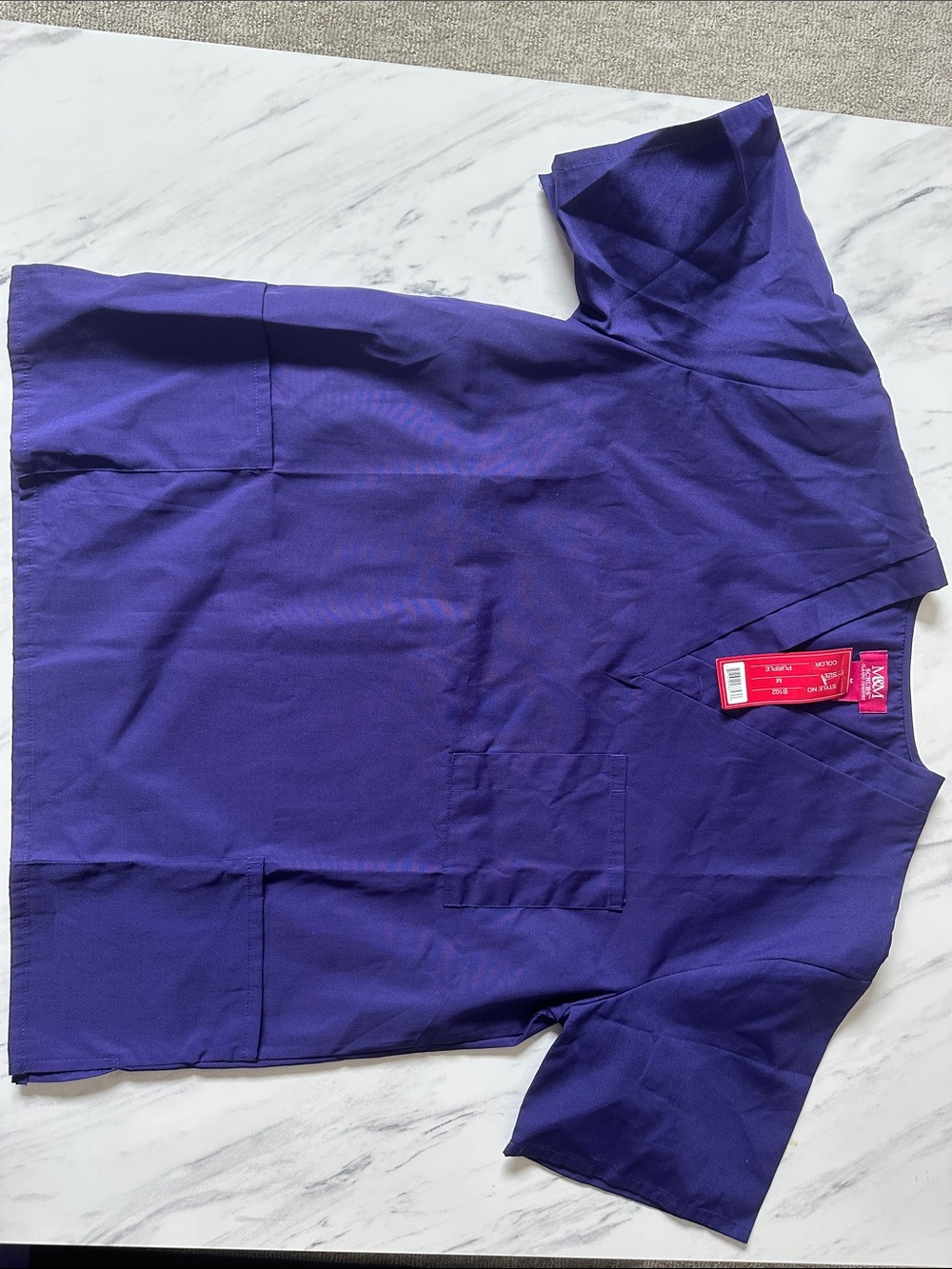 M&M'S Men's V-Neck Scrub Top in Purple